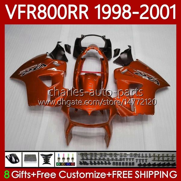 OEM Bodys para Honda VFR 800RR 800 CC RR Interceptor 1998-2001 128No.145 VFR-800 VFR800 RR VFR800RR 98 99 00 01 800cc VFR800R 1998 1999 2000 Kit de presentio Laranja escura