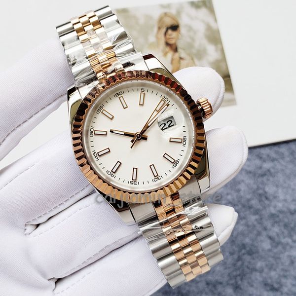 

caijiamin-ladies mechanical watch sliver/gold stainless steel watches 2813 mechanical movement 28/31mm small dial diamond/luminous, Slivery;brown