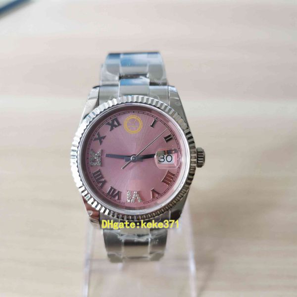 

elling bpf women's watch 126234 36mm pink roman diamond dial stainless steel oyster border mechanical automatic watches women ladies wr, Slivery;golden
