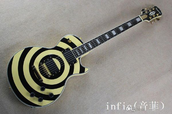 

dsfrfv guitar factory custom lp zakk wylde black+yellow electric guitar emg pickups