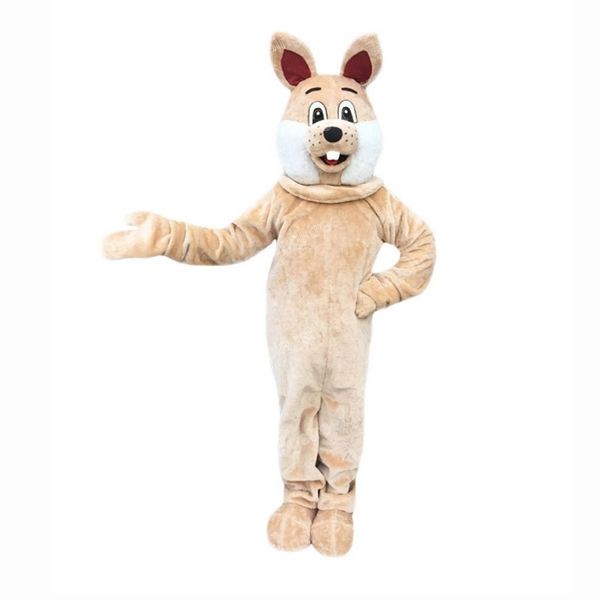 Costume da mascotte di coniglio marrone di Halloween Abiti da personaggio dei cartoni animati di alta qualità Abiti per adulti Taglia di carnevale di Natale Abiti da esterno per pubblicità