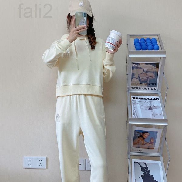 

women's knits & tees designer mlb korea 2021 autumn new ny embroidery loose casual hooded long sleeved for men and women, White