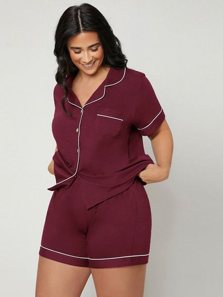 

plus contrast piping pj set m50d#, Black;white