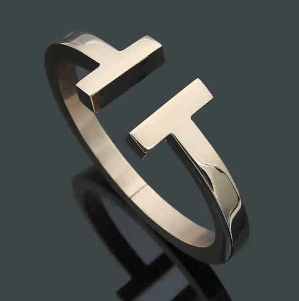 

luxury women fashion bangle bracelets stainless open cuffs thick wide band double t bangles bracelet mens jewlery silver rose gold black pul