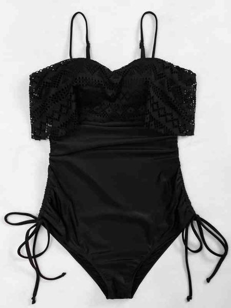 

one swimsuit women's piece lace ruffle bikini, White;black