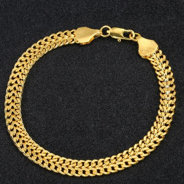 

18k plated gold bracelet quick sale chain 6mm men's fox tail bracelet, Silver