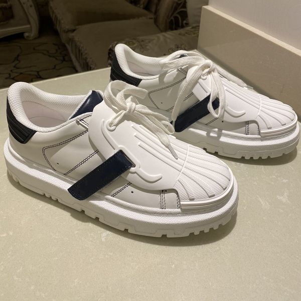 

fashion shell head women casual shoes leather personality board shoe designer lace-up flat non-slip trainers luxury sneakers co e4t7, Black