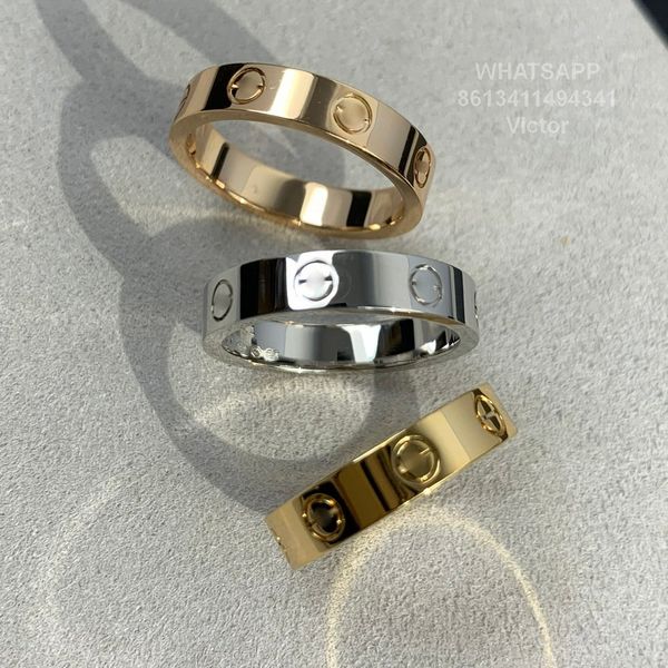 

designer love ring 3.6mm v gold plated 18k will never fade narrow ring without diamonds luxury brand official reproductions couple rings exq, Silver