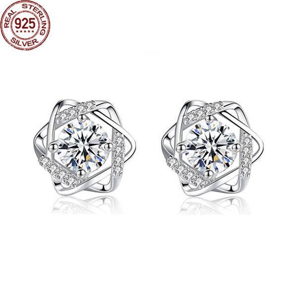 

2022 925 silver hexagonal star earrings charm inlaid with female fashion temperament korean accessories gift for girls factory wholesale, Golden