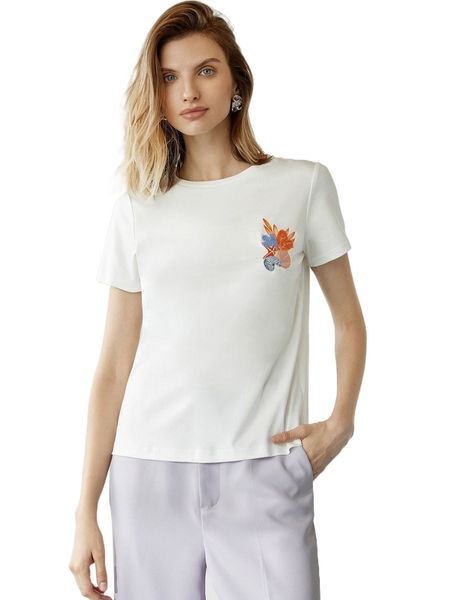 

motf premium 100% cotton marine elements embroidery t-shirt p8nt#, White