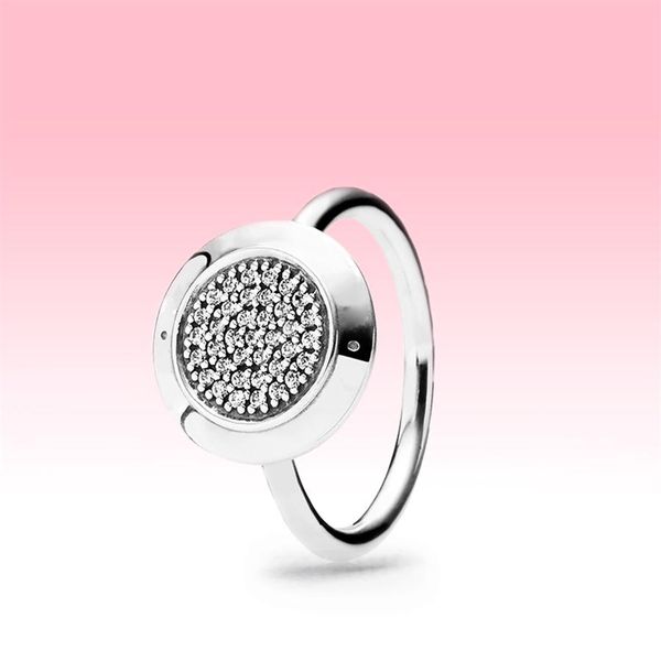 

classical cz diamond pave ring round disc wedding rings for pandora 925 sterling silver jewelry for women girls with original box 253z, Slivery;golden