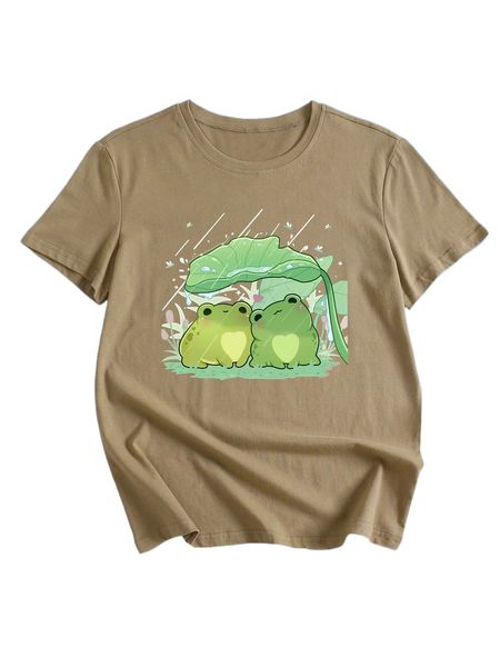 

romwe x beereckless cartoon frog graphic tee n3vo#, White