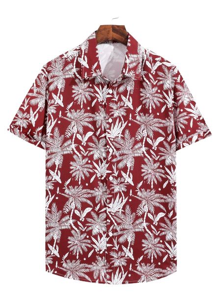 

men random tropical print shirt d47r#, White;black