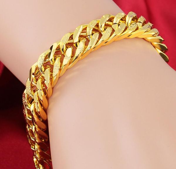 

14k gold plated 12mm men's chain gold plated bracelet 20cm, Black