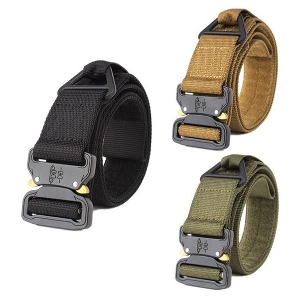 

adjustable nylon military tactical buckle emergency belt outdoor tools hiking camping equipment quick release edc belts272i, Black;brown
