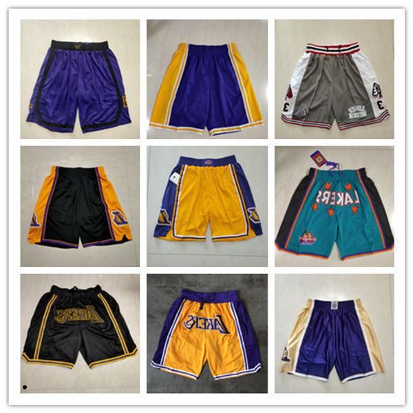 

los angeles''lakers''men throwback basketball shorts pocket purple, Black