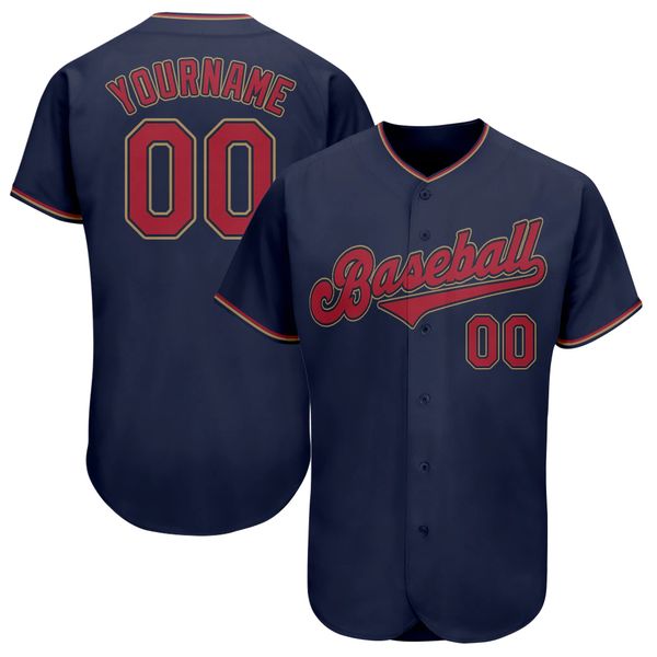 

custom navy red-old gold authentic baseball jersey, Blue;black