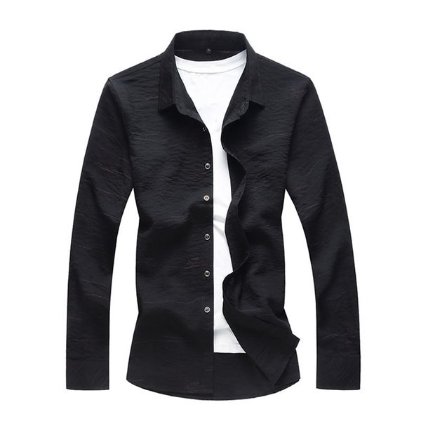 

men autumn fashion casual long sleeved shirt cotton male social shirts brand men clothing soft comfortable big size 5xl 6xl 210412, White;black