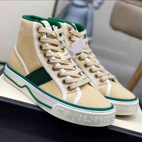 

tennis 1977 print men sneaker luxurys designers shoes espadrilles women men high sneakers triple s canvas printed retro red and green stripe, Black