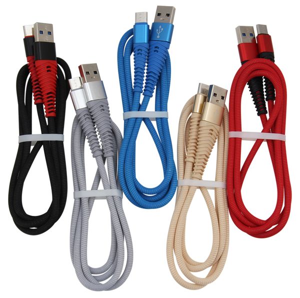 Cavo micro USB 1m Tipo C Cavi per telefoni cellulari a ricarica rapida Cavo caricabatterie dati Cavo USB-C per tablet Samsung S8 S9 Telefoni Xiaomi