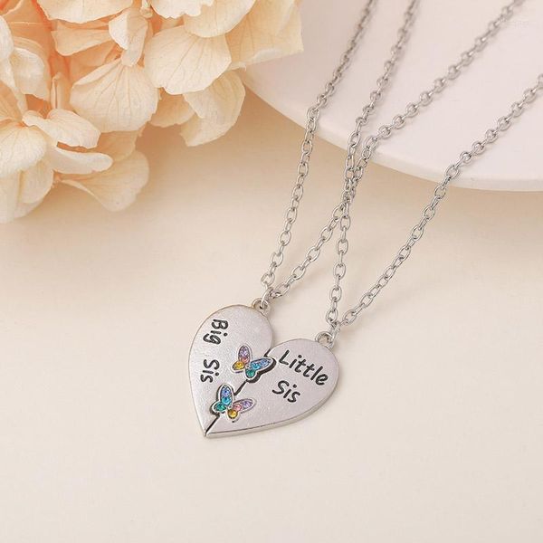 Pingente colar de colar de pingente de colar de colar para mulheres Big Sis Little Butterfly Encrusted Zircon Jewelry Banquet GiftsPings Sidn22