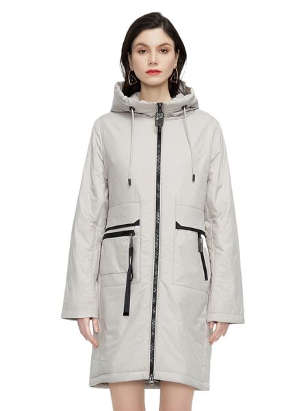 

gasman zip pocket drawstring hooded longline puffer coat 86d4#, Black