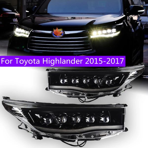 Lâmpada dianteira automática para faróis toyota highlander 20 15-20 17 led bi-xenon farol drl luzes de sinal de volta dinâmicas