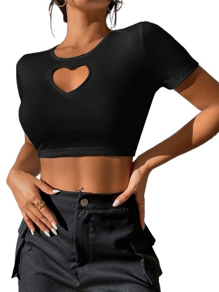 

x anitta heart cut out crop tee 68eg#, White