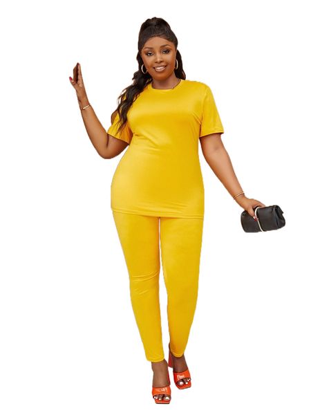 

plus solid & leggings set 50mk#, Black