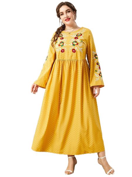 

plus gold polka dot floral embroidery dress o79o#, Black