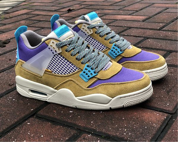 

basketball shoes union x jumpman 4 shoe luxurys designers desert moss 4s fashion men women orange purple outdoor sneakers