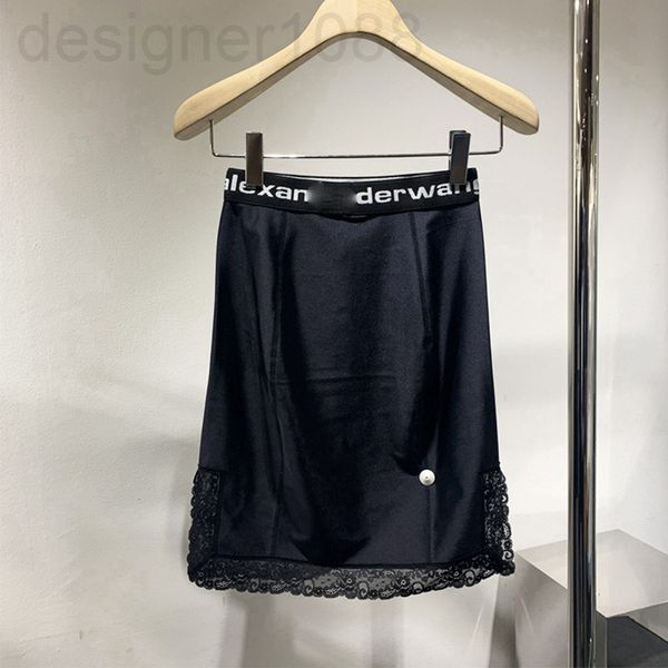

skirts designer []aw dawangjia 2021 spring and summer new letter ribbon black skirt women's lace splicing slim fit 5ahl