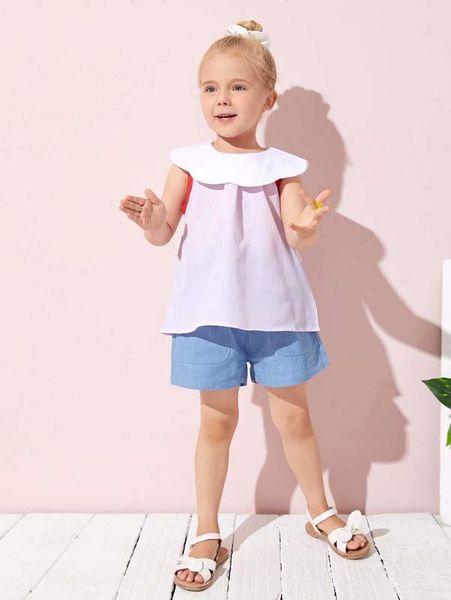 

sheen little girl's shell edge collar color matching she, White;black