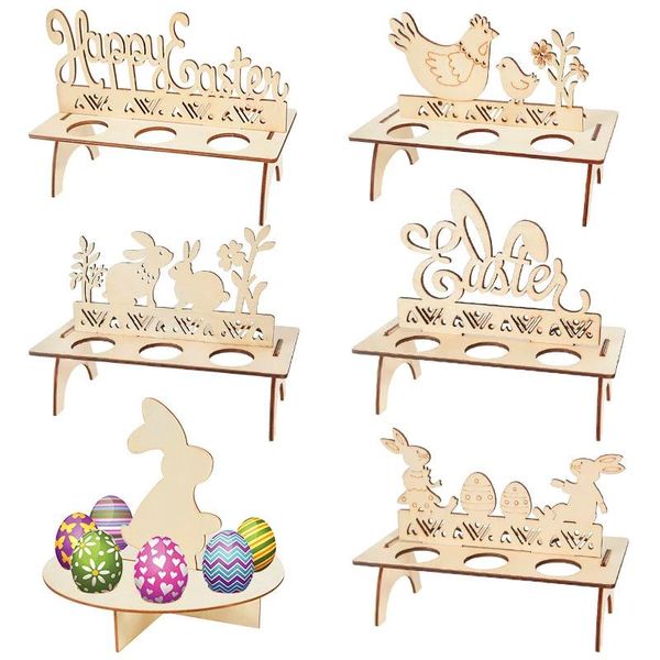 Decorazione per feste Pasqua per la casa Scaffali portauova in legno Artigianato fai-da-te Ornamenti fatti a mano Regalo per bambini Happy Decor 2022Party