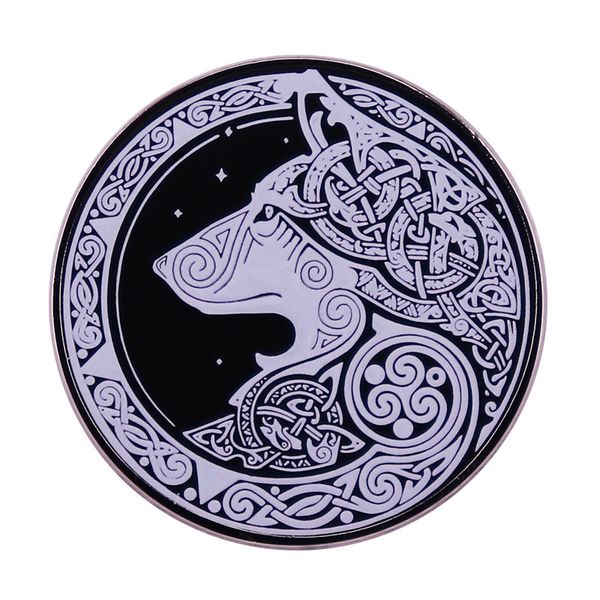 

viking odin wolf brooch lapel pin norse jewelry, Blue
