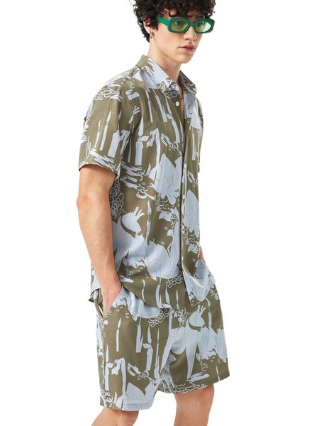 

1pc candle & floral print shirt & 1pc shorts o9tj#, Gray