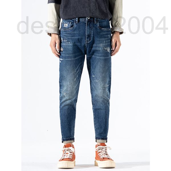 

men's jeans designer korean dark blue jeans men's 2021 autumn and winter new high-end quality simple fashion versatile small strai