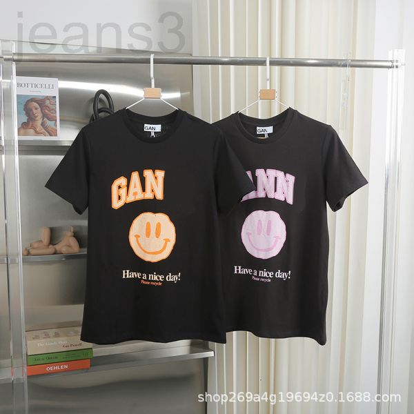 

women's t-shirt designer spring and summer 2022 new smiley face print round neck loose pullover short sleeve t-shirt women a4qj, White