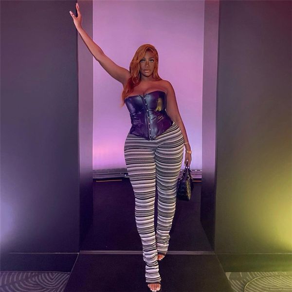 

womens fashion contrast stripe stitching pants high waist slimming breathable skinny, Black;white