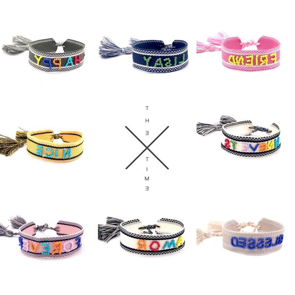 

new korean fashion street pgraphy simple and frh hand embroidered letters tassel satin with rope, Golden;silver