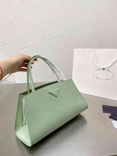 

purse online new foreign style killer leisure briefcase women's smooth hand cowhide triangle label handbag tote bag