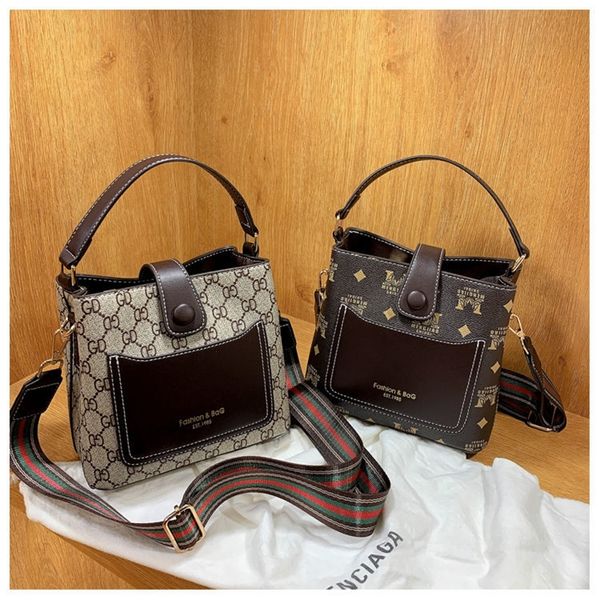 

45% off 2022 new fashion trendy bags early autumn simple and versatile printed letter bucket single shoulder messenger women's