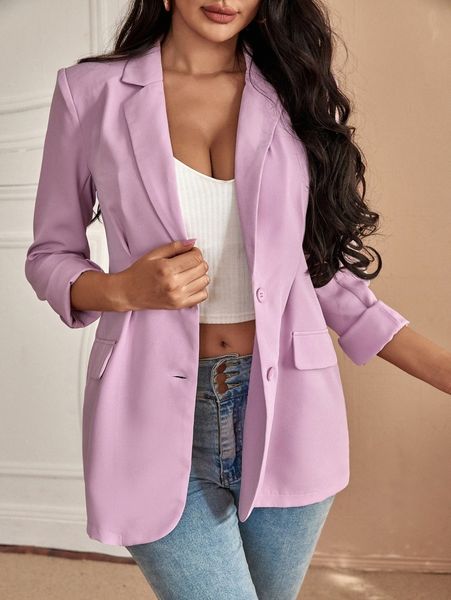 

sxy lapel neck single breasted blazer m8pj#, White