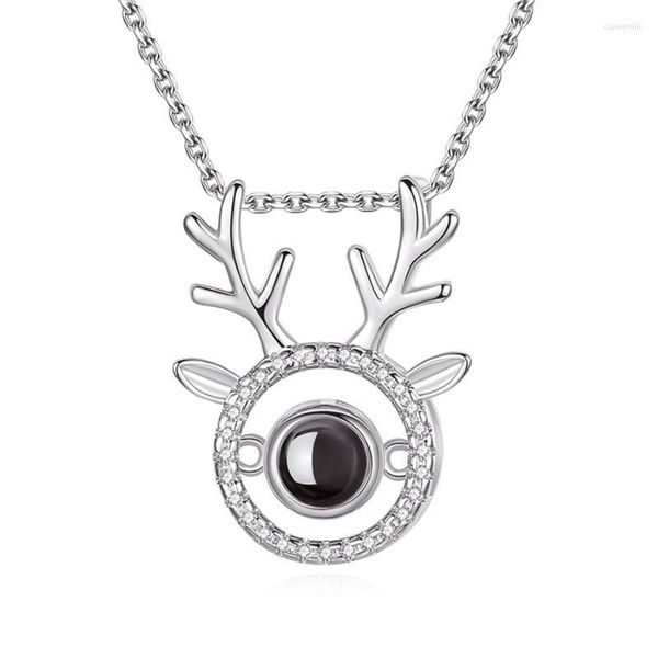 Collane con ciondolo OneQuarter Simple S925 Sterling Silver Elk Antler Proiezione creativa Catena clavicolare per le donne AmiciziaCiondoloCiondolo