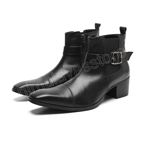 Зимние черные квадратные носки для бизнес -обуви средней каблуки.