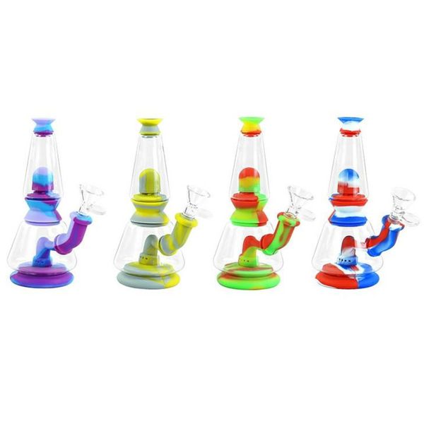 Bong in silicone tabacco Pipa ad acqua Narghilè shisha Bong ciotola di vetro gorgogliatore