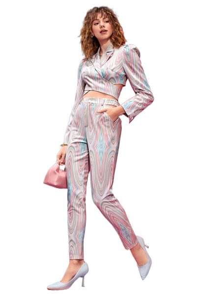 

x shierly ang allover print cut out waist pants 21tw#, Black;white