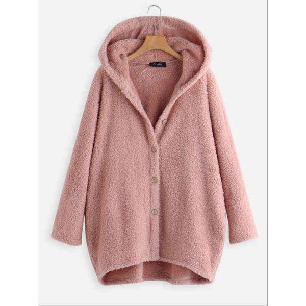 

winter new fashion women's plush jacket irregular casual solid color long-sleeved jacket all-match l220714, Black;brown