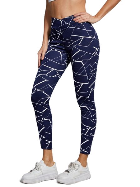 

allover geo print skinny pants v4xp#, Black;white