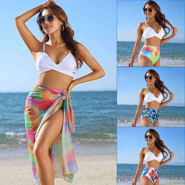 

style anti 2022 puff blouse swimsuit high waist bikini three piece, White;black